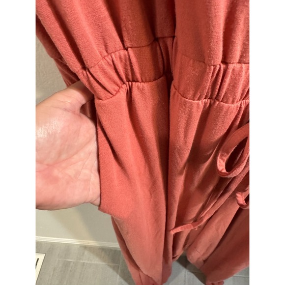 Zenana Women's Plus Romper Jumper Coral Knit Tank Button Tie Waist Size 3X - Picture 5 of 6